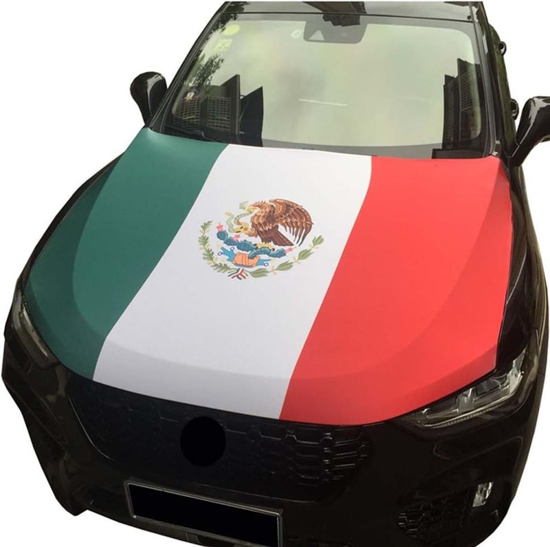 TSY TOOL Mexico Car Hood Cover, Flag 4x5ft Car Bonnet Banner, Universal Fit, Elastic Polyester, Stretchable, Patriotic Automotive Hood Covers, Mexicans Patriot Gifts - Image 1